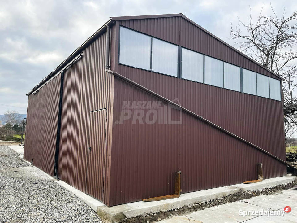Hala Garaż 12x8m brama przesuwna drzwi rynny podkarpackie Jasło