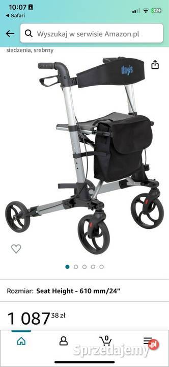 Lekki wózek balkonik Deluxe Rollator Senior