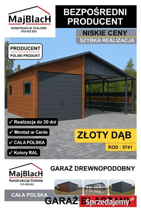 DWUKOLOROWY Garaż Blaszany Złoty Dąb podlaskie