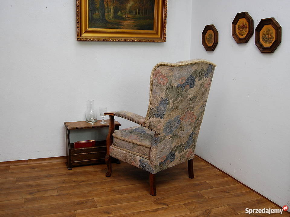 PIĘKNY I WYGODNY USZAK FOTEL NA SPRĘŻYNACH Świdnica sprzedam