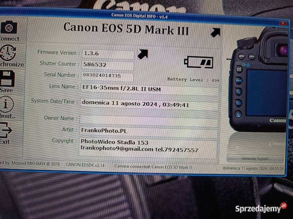 Canon Eos 5 d mark III Stadła
