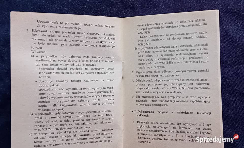 Instrukcja w sprawie załatwiania reklamacji w Koźminek sprzedam