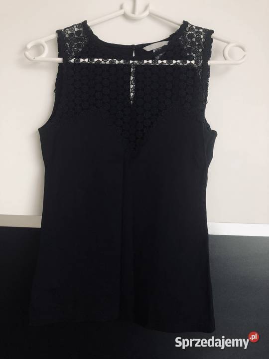 zarny top HM xs 34 elegancki dekolt siatka czarny kujawsko-pomorskie Toruń