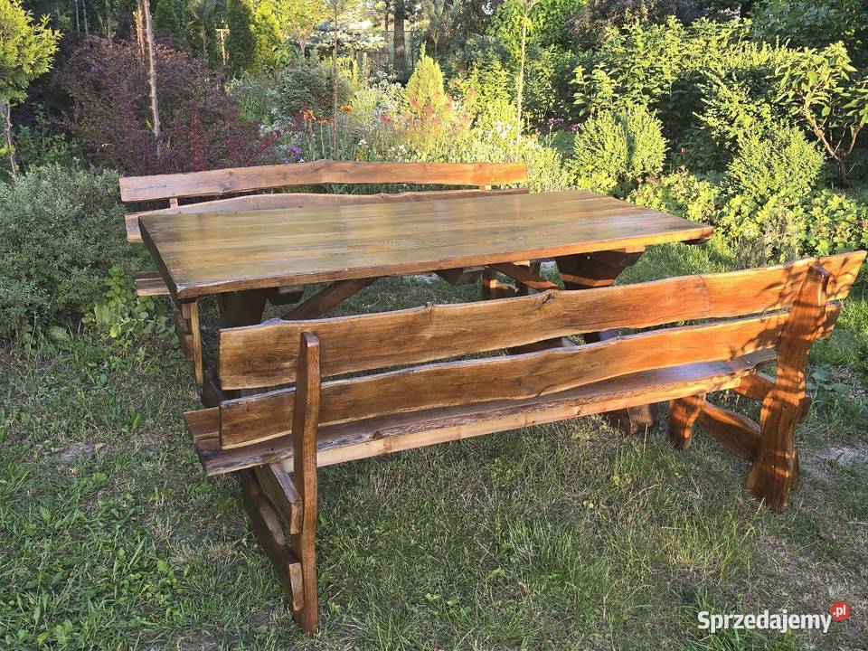 Masywny stół ogrodowy z litej sosny 190x86 dowóz Łazy