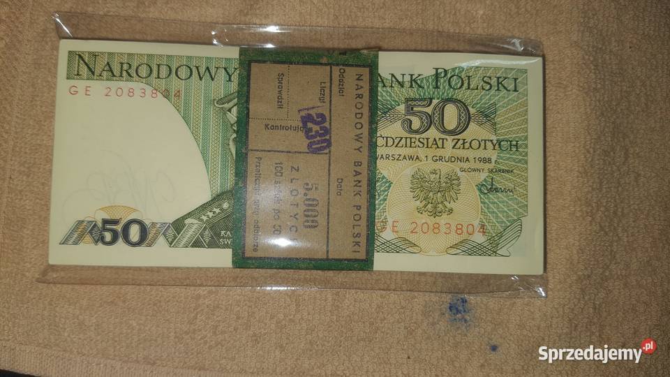 RZADKOŚĆ 100 x 50 ZŁOTYCH 1988 s GE PACZKA UNC mazowieckie sprzedam