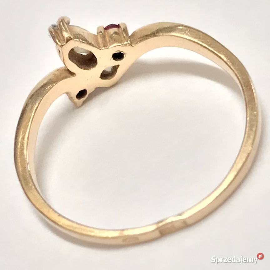 Złoty pierścionek 14K 585 z ametystami i Warszawa