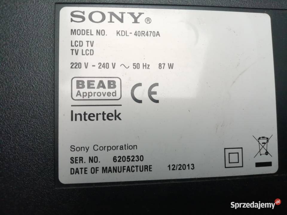 Sony 40R470A i 48W605BPodstawy Zasilacz Telewizory Bydgoszcz sprzedam