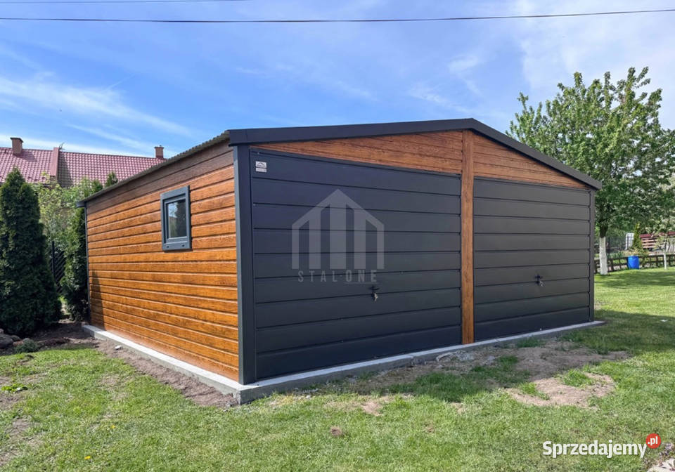 Garaż blaszany 6x5m 2x brama uchylna okno dach Grudziądz