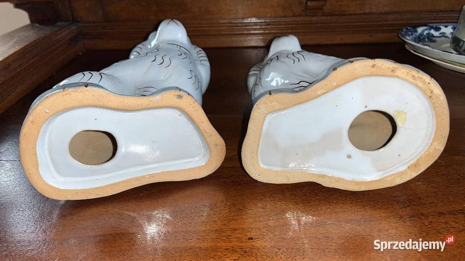 Figurka psa kominkowego Mam 2 sztuki Lustrzane Porcelana i szkło