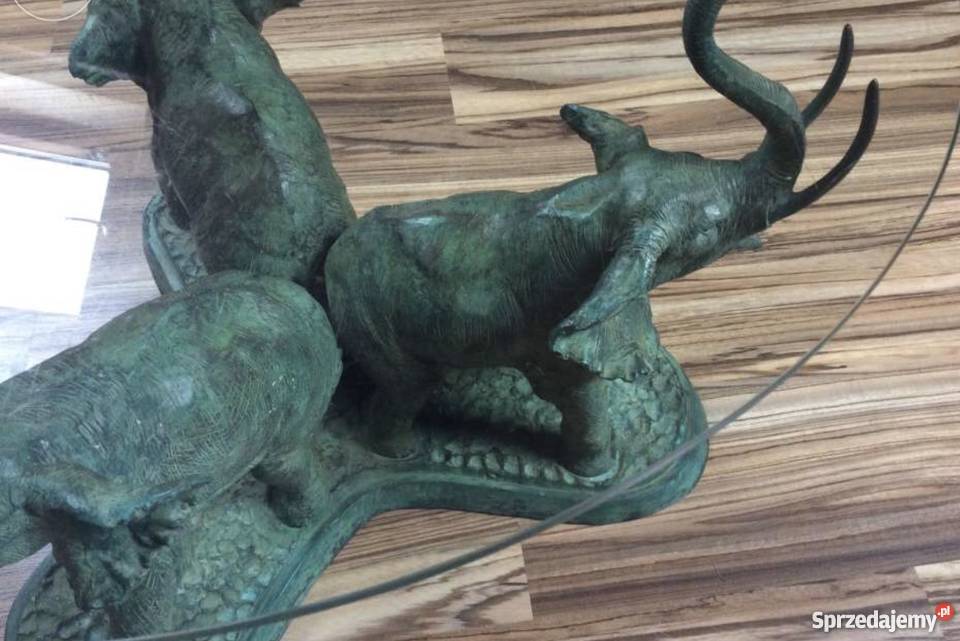 Stolik kawowy stół lawa z brązu 3 słonie Bystrzyca Kłodzka