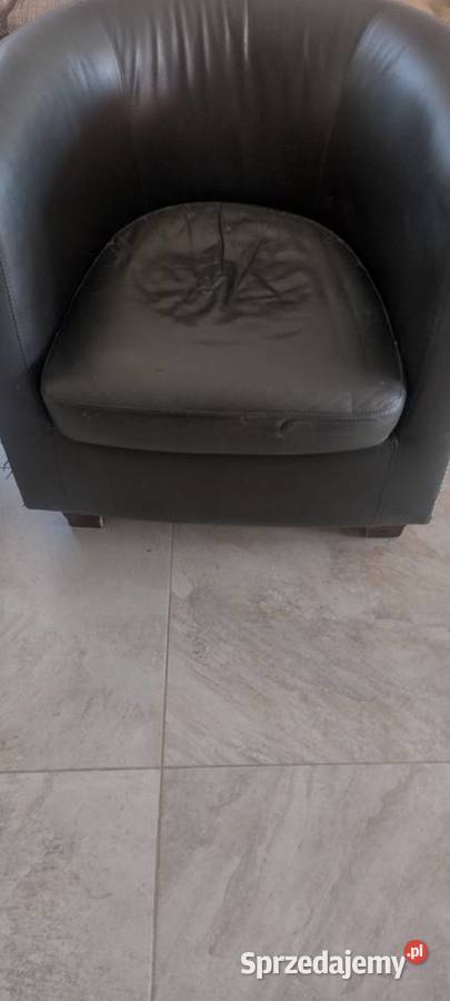 4 Fotele czarne skórzane klubowe Rogoż