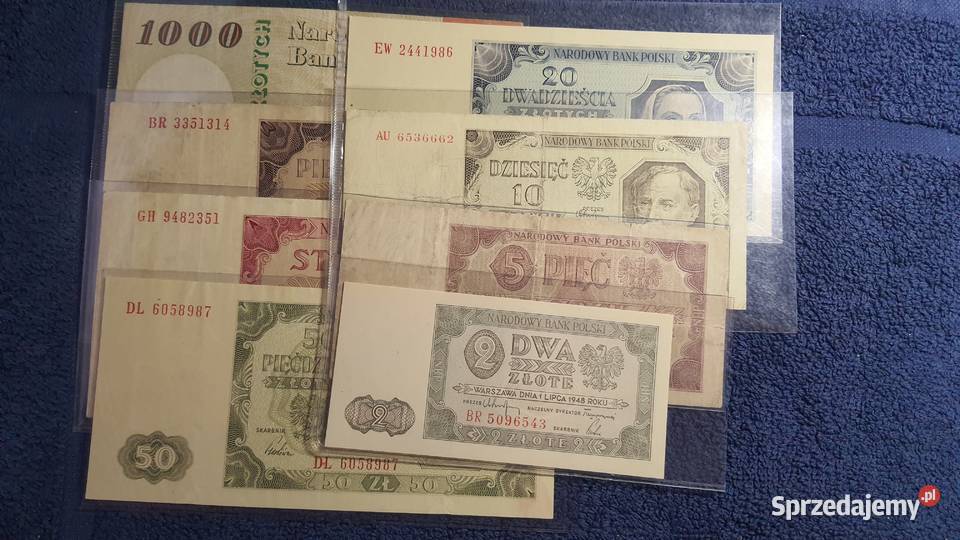 Zestaw banknotów Polski Ludowej 1948 65 mazowieckie Warszawa