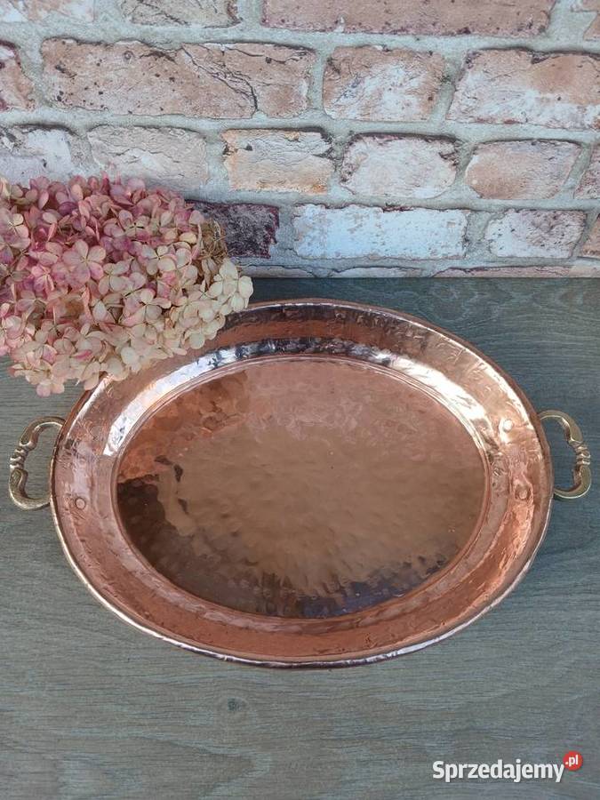 Duży miedziany półmisek patera miedziana z Warszawa