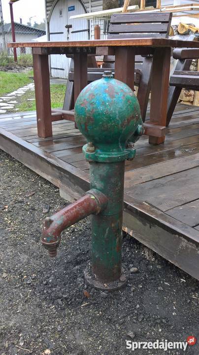 Wiekowa ozdobna pompa ręczna do wody Józefów