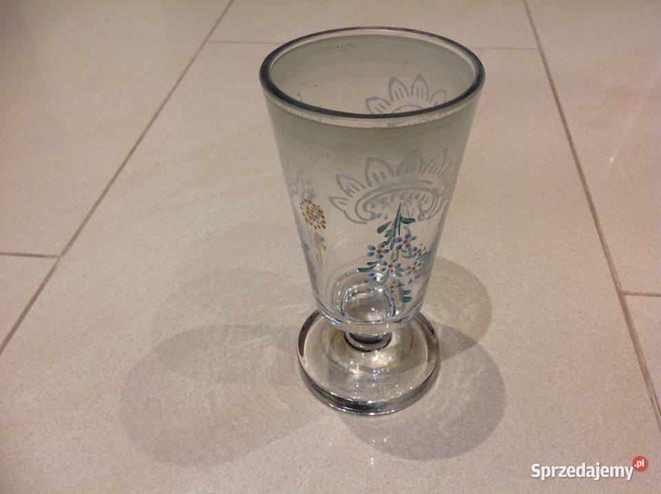 Kielich Karczmiak Szklany Ręcznie Malowany Grube Porcelana i szkło Nowa Sól