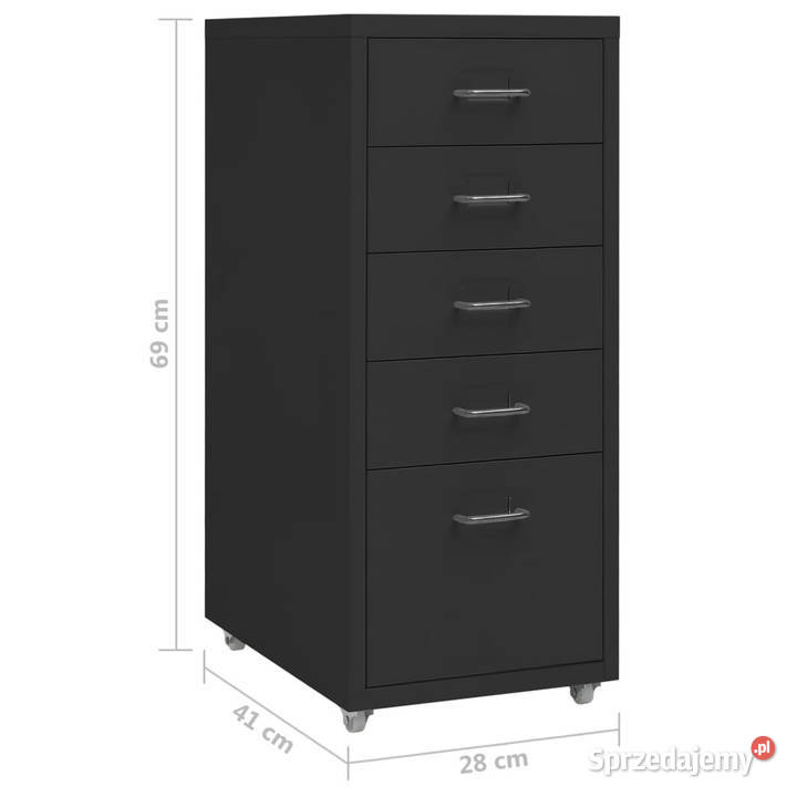 Mobilna szafka kartotekowa czarna 28x41x69 sprzedam