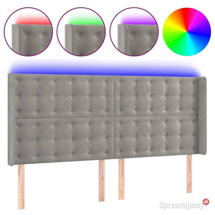 Zagłówek do łóżka z LED jasnoszary 183x16x118128 Warszawa