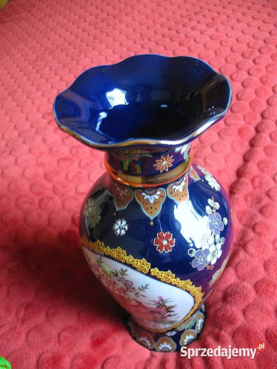 Wazon Misternie zdobiony złoty relief porcelana wielokolorowy Wazony Siedlce