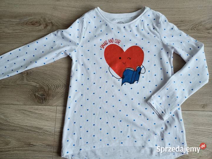 Bluzka koszulka dziewczęca na długi rękaw biała Płock