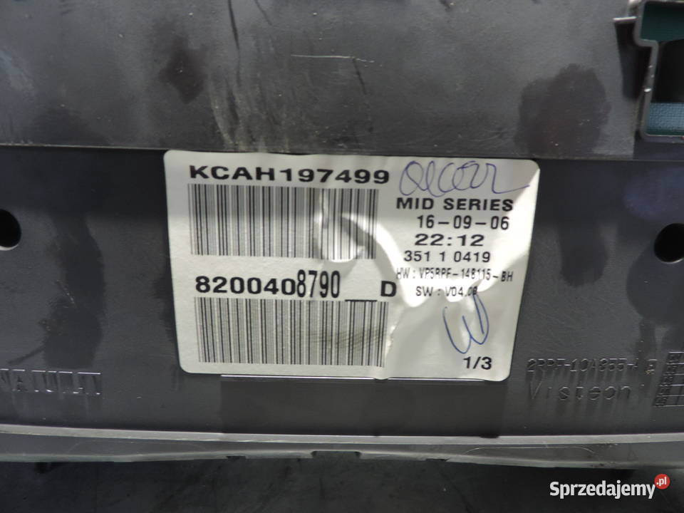 LICZNIK ZEGARY 8200408790D RENAULT MEGANE II 20