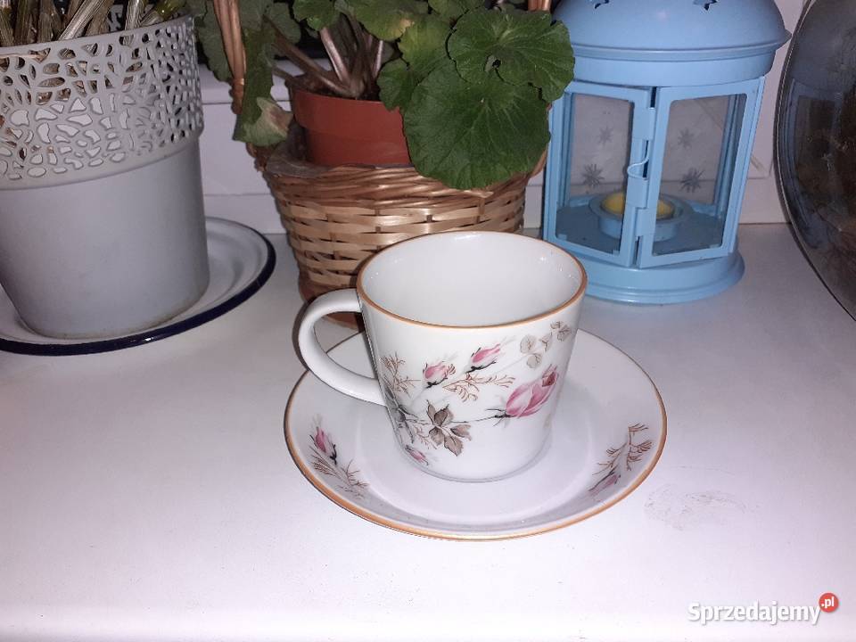 Filiżanka ze spodkiem w róże Sosnowiec sprzedam