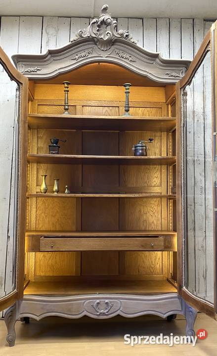 Biblioteka szarość 2drzwiowa LUDWIK XV Francja 138cm Poznań