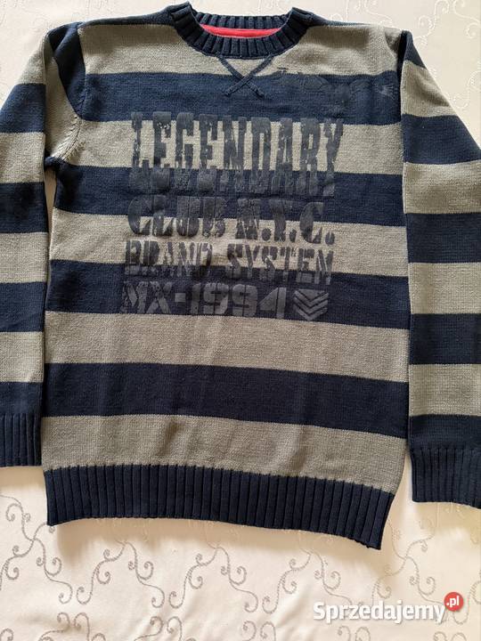 Sweter męski Million X M 164 szary granat paski Swetry i golfy Czerwionka-Leszczyny