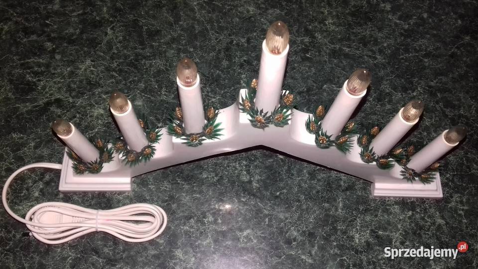 Świecznik świąteczny 7 lampek biały