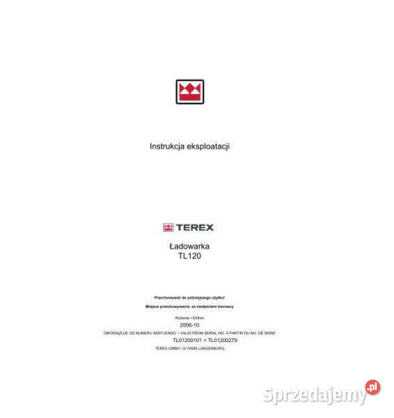 TEREX TL 120 120 AS INSTRUKCJA EKSPLOATACJI świętokrzyskie Kielce
