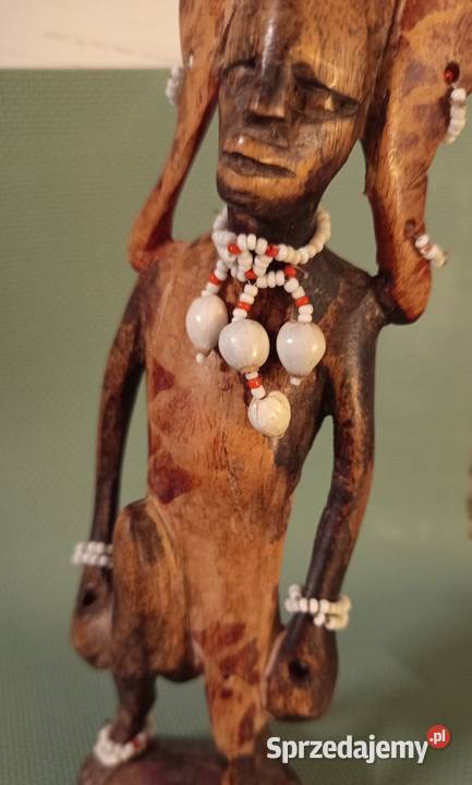 Afrykańska drewniana figurka rzeźba WOJOWNIK wys mazowieckie Warszawa
