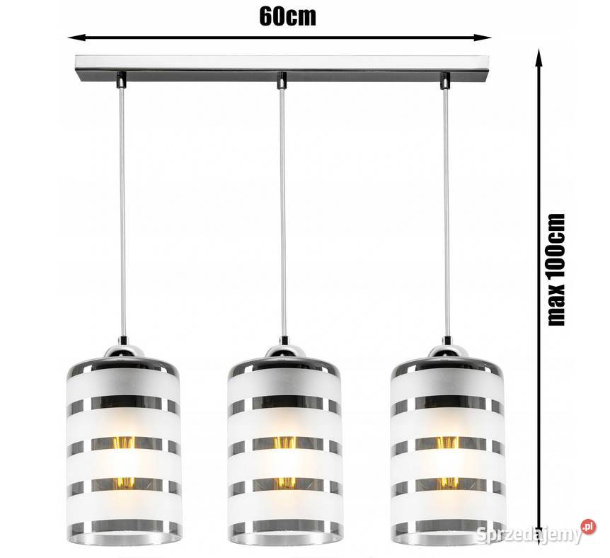 LAMPA WISZĄCA ŻYRANDOL SZKLANA CHROM potrójna na