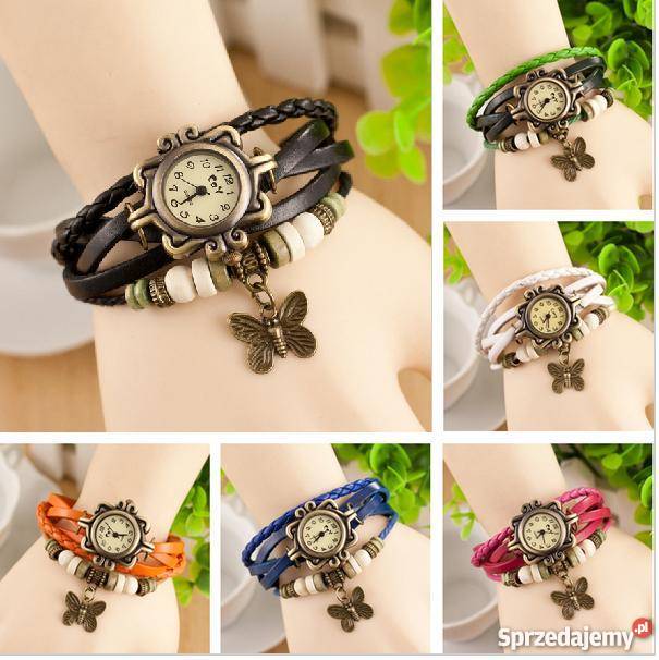 Zegarek z motylkiem retro styl vintage skórzany śląskie Pyskowice