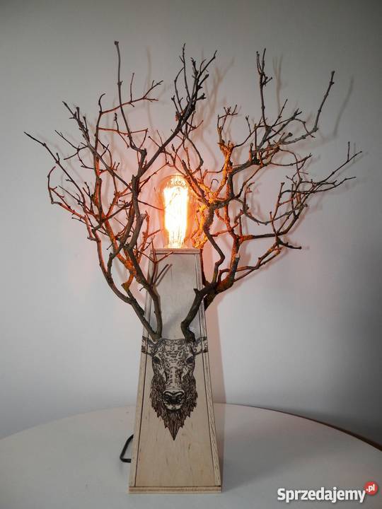 Lampa drewniana ręcznie wykonana JELEŃ zachodniopomorskie Szczecinek