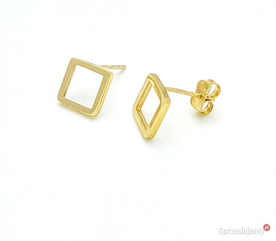 Kolczyki Złote pr585 Kwadraty sztyft Z142 złote Poznań sprzedam