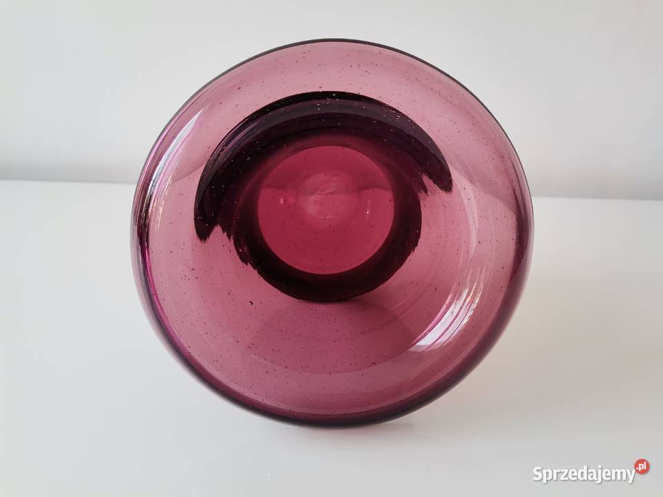 Stary fioletowy wazon forma szklana soczewka Porcelana i szkło śląskie