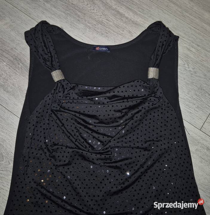 Bluzka damska czarna błyszcząca 38M Bez wzoru Łódź