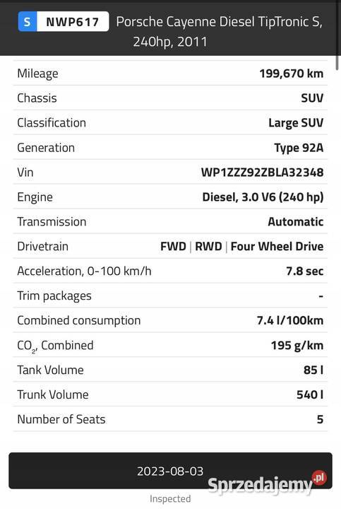 AUTOMATYCZNA SKRZYNIA BIEGÓW Porsche Cayenne 30 osobowe Rudka