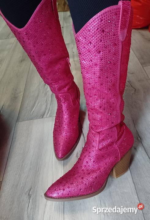 4243 Różowe bogato zdobione Kozaki kowbojki 28cm małopolskie Kraków