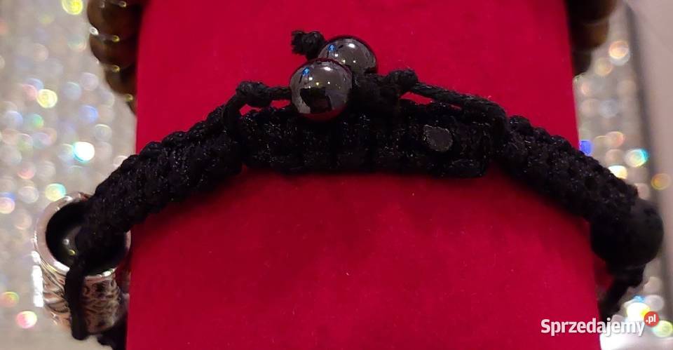 BRANSOLETKA STAL AMETYST LAWA RUNA PUDEŁKO Biżuteria dla Panów Poraj