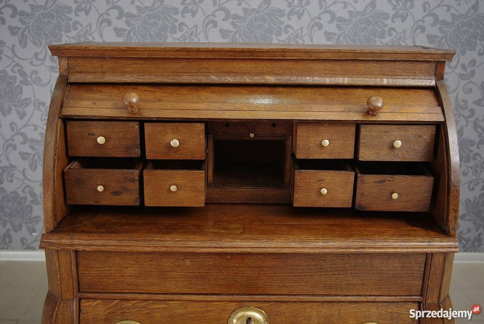 Sekretarzyk barokowy biurko cylindryczne Antyki opolskie Nysa