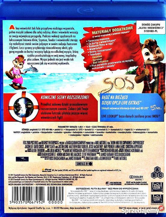 ALVIN I WIEWIÓRKI 3 BLURAY Filmy Kalisz sprzedam