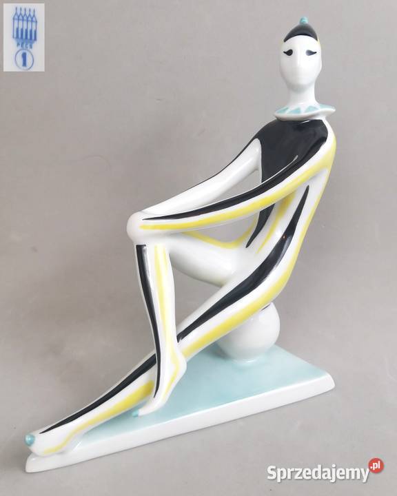 Arlekin Klaun na piłce Art Deco Zsolnay Trk Jnos Bronisze