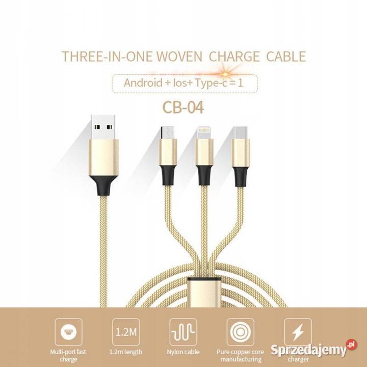 UNIWERSALNY KABEL PRZEWÓD USB 3W1 LIGHTNING Sosnowiec