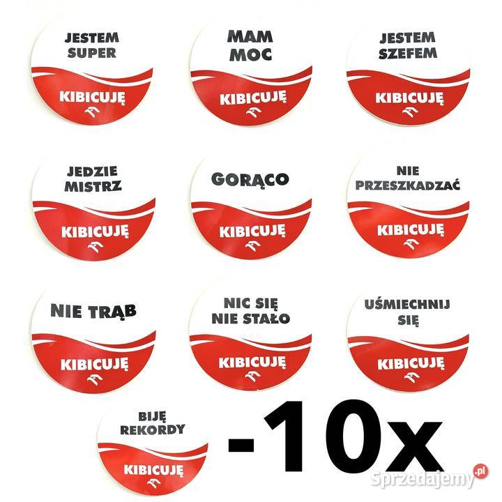 Zestaw 10x Naklejki kibica na auto samochód 8x8 Motoryzacja Warszawa