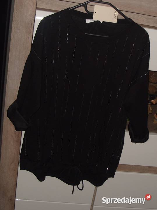 LIVES czarna bluza z cyrkoniami r LXL FASHION Rawicz