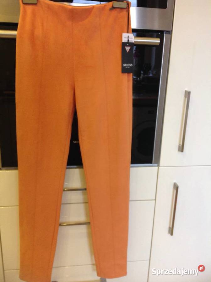 Legginsy Welurowe Damskie GUESS S SM Orange NOWE pomarańczowy Moda i Styl Nowa Sól