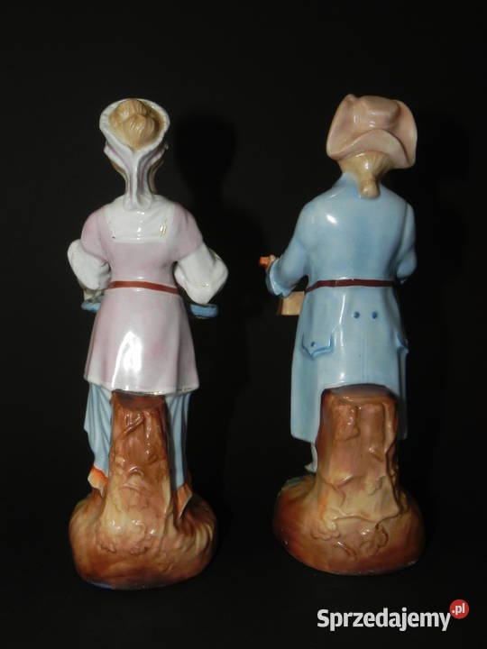 Porcelana stare figurki para sprzedawców Środa Wielkopolska