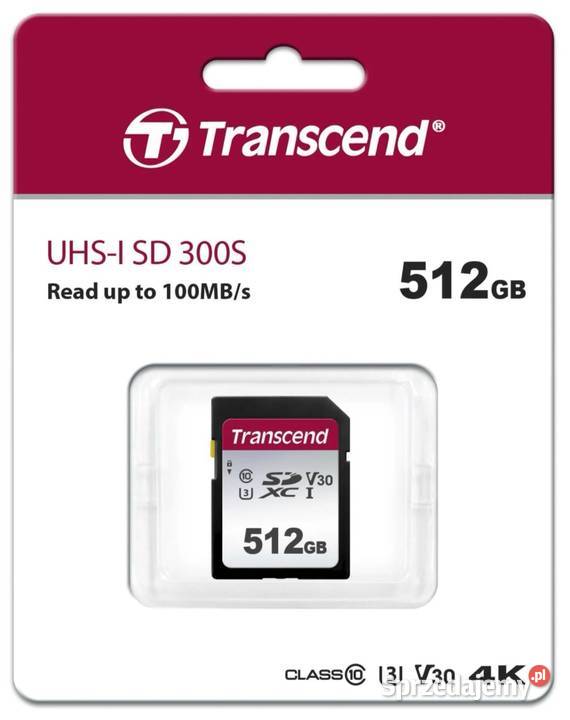 Karta pamięci Transcend 512GB SDXC 300S Class 10 Pozostałe Wytrzyszczki