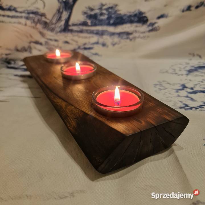 Świecznik bukowy opalany DeepWax żywica 3 Sępopol