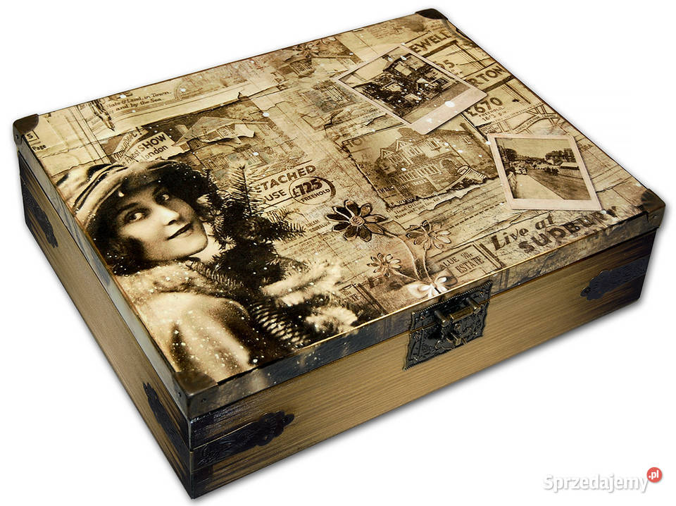 duża HERBACIARKA skrzynka na herbatę RETRO SEPIA wielokolorowy Bydgoszcz